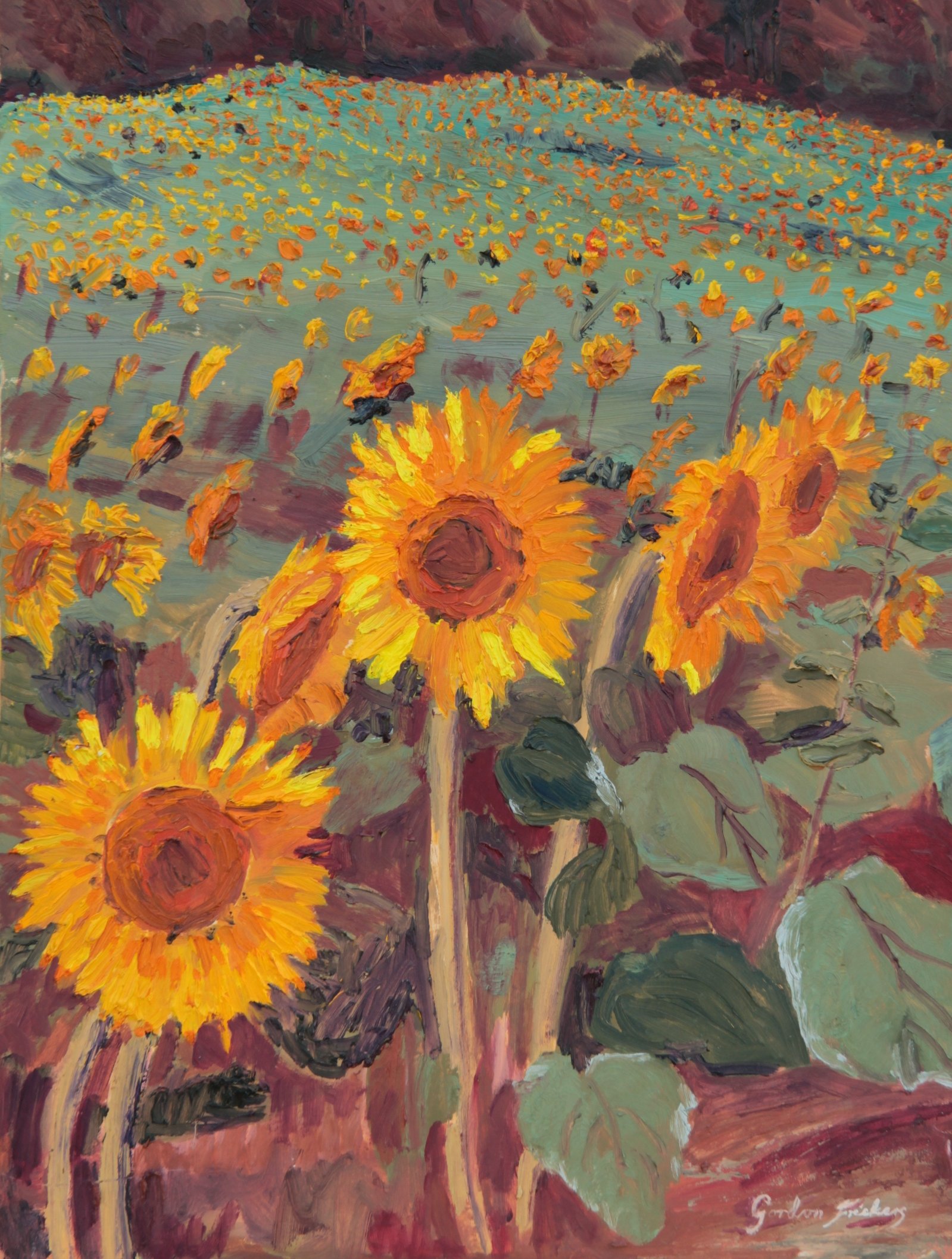 Sunflowers, painted