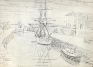 sketch for October Evening, Charlestown, Cornwall