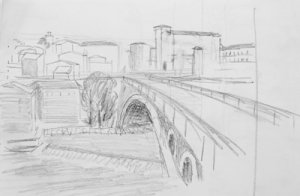 Preliminary sketch, Gaillac on the Tarn 