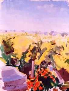 Bordeaux wine village paintings